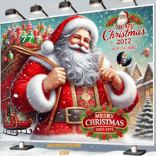 a poster for merry christmas 2012 with a picture of santa claus