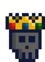 a pixel art of a skull with a crown on top of it .