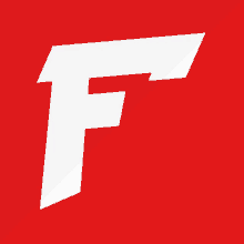 a red background with a white letter f in the middle