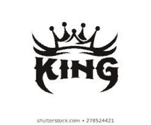 a black and white logo with a crown and the word king on a white background .