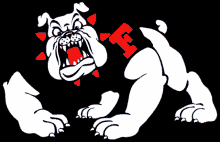 a cartoon drawing of a bulldog with a letter f on its chest