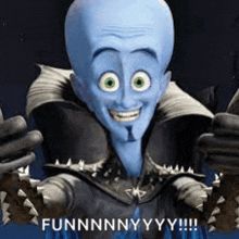 a cartoon character with a bald head and green eyes is smiling and holding a sword .