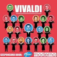 an advertisement for vivaldi shows a group of people holding instruments