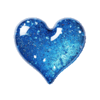 a blue heart with a white background and sparkles on it