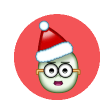 a cartoon character is wearing a santa hat and glasses