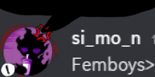 a speech bubble says si_mo_n femboys with a picture of a person