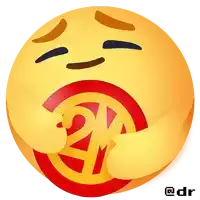 a yellow smiley face with a red circle in the middle
