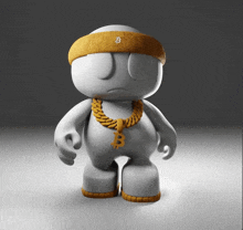 a cartoon character with a gold chain around his neck and a headband with a b on it