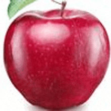 a red apple with a green leaf attached to it .