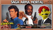 a poster for saga arma mortal featuring actors