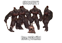 a group of monsters standing next to each other with the words fsociety and every guild written below them