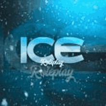 a blue background with the word ice on it