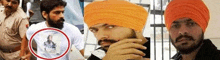 a man with a beard and mustache is wearing an orange turban and a white shirt .