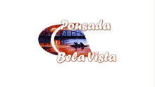 a logo for pousada bela vista shows a man in a kayak