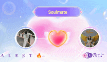 the word soulmate is on a pink heart