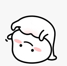 a cartoon drawing of a person 's head with a silly face and pink cheeks .