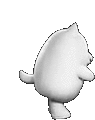 a 3d model of a cartoon character with a gray background .