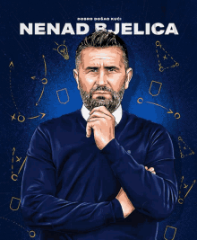 a drawing of a man with the name nenad r jelica on the bottom