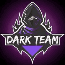 it is a logo for a dark team with a hooded figure .