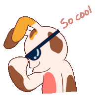 a cartoon of a dog wearing sunglasses with the words so cool above it