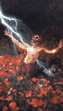 a painting of a man with a lightning bolt coming from his head