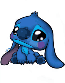 a drawing of stitch with a sad look on his face is on a website called eclairdeviantart.com