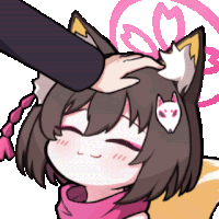 a person petting the head of a girl with fox ears