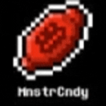 a pixel art drawing of a red item with the words `` hms trendy '' written below it .