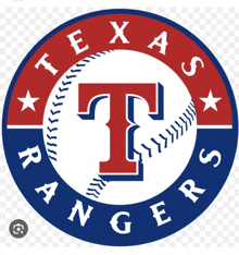 a logo for the texas rangers with a baseball in the middle