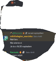 a screenshot of a conversation between mikithelegion_warcinka and kaczusia