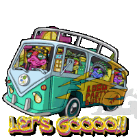 a cartoon of a bus that says let 's gooooo