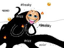 a drawing of an octopus with the words #freaky #rizz and #gyat around it