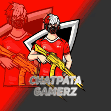 a logo for chatpata gamerz shows a man holding a sword