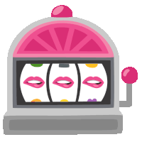 an illustration of a slot machine with three pink lips on it