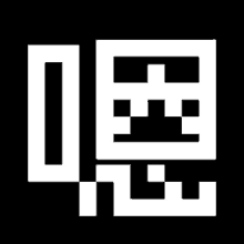 a black and white image of a qr code with chinese characters on a black background .