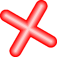 a red cross on a white background with a pink outline