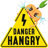 a danger hangry sign with a lightning bolt on it