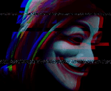 a glitch image of a person with a hood