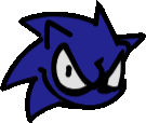 a cartoon drawing of a blue sonic the hedgehog with a very angry face .