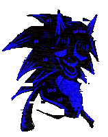 a drawing of sonic the hedgehog with a glitch effect on it