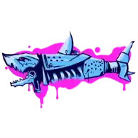 a drawing of a shark with a gun attached to it