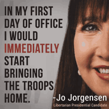 jo jorgensen is the libertarian presidential candidate for the united states