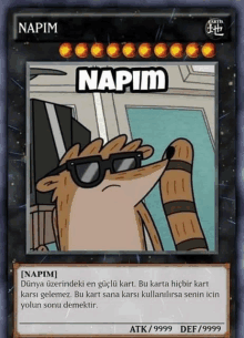 a card that says napim on it with a picture of a cartoon character