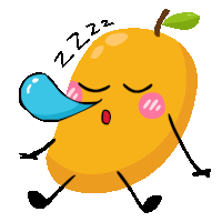 a cartoon illustration of a mango sleeping