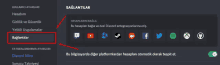 a screenshot of a discord settings page with a red arrow pointing to the bağlantilar option