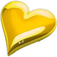 a yellow heart with a.c. written on it