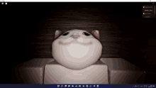 a computer screen shows a white cat with a mustache on it