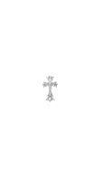 a silver cross on a white background .