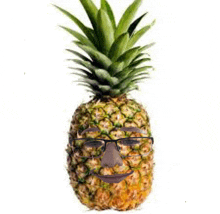 a pineapple with glasses on it looks like a man 's face .