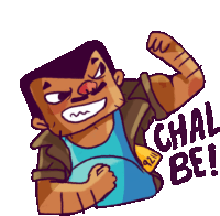 a cartoon drawing of a man with the words chal be